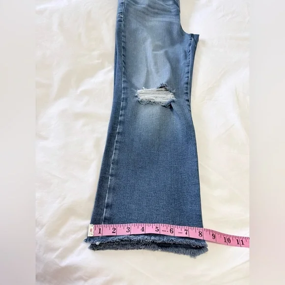 Good American | SZ 14/ 32 | Straight Jeans Indigo Blue | Cropped Distressed - Picture 9 of 9